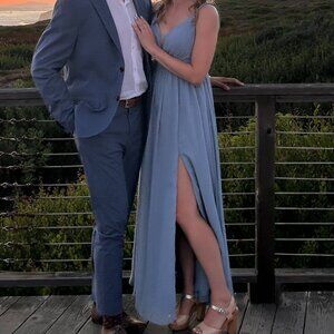 Azazie Long Blue Bridesmaid Dress – Size S – Elegant & Timeless